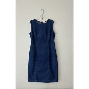 Vintage Expressions Size 10 Modest Sleeveless Denim Dress Church Work Jean Comfy